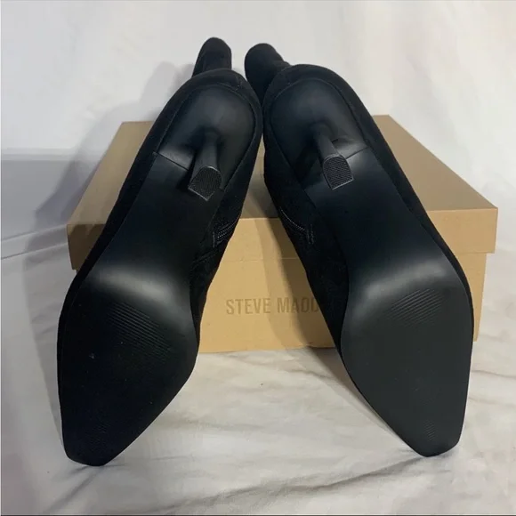 Steve Madden Vakay Black Suede Stilleto Heeled Boots New  With Box Womans - Picture 5 of 10